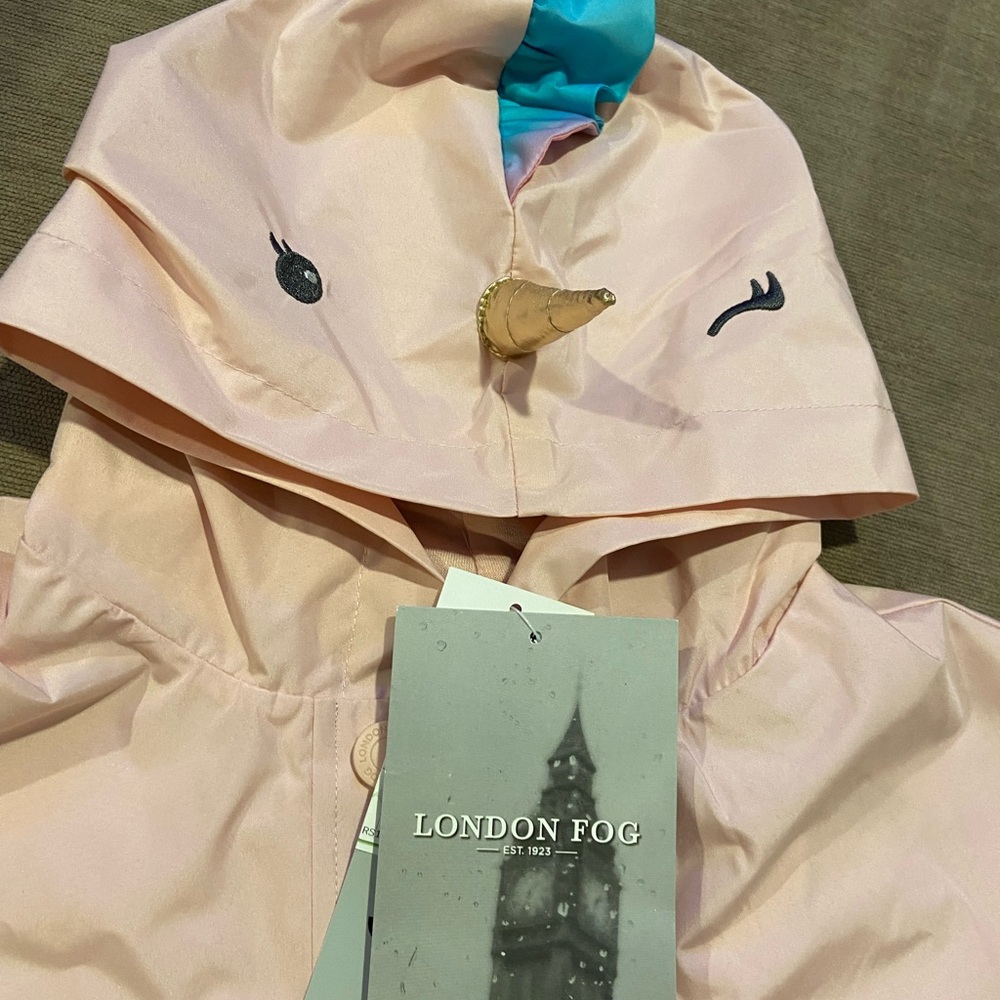 London Fog Pink Poncho unicorn raincoat size 3T - Picture 7 of 7
